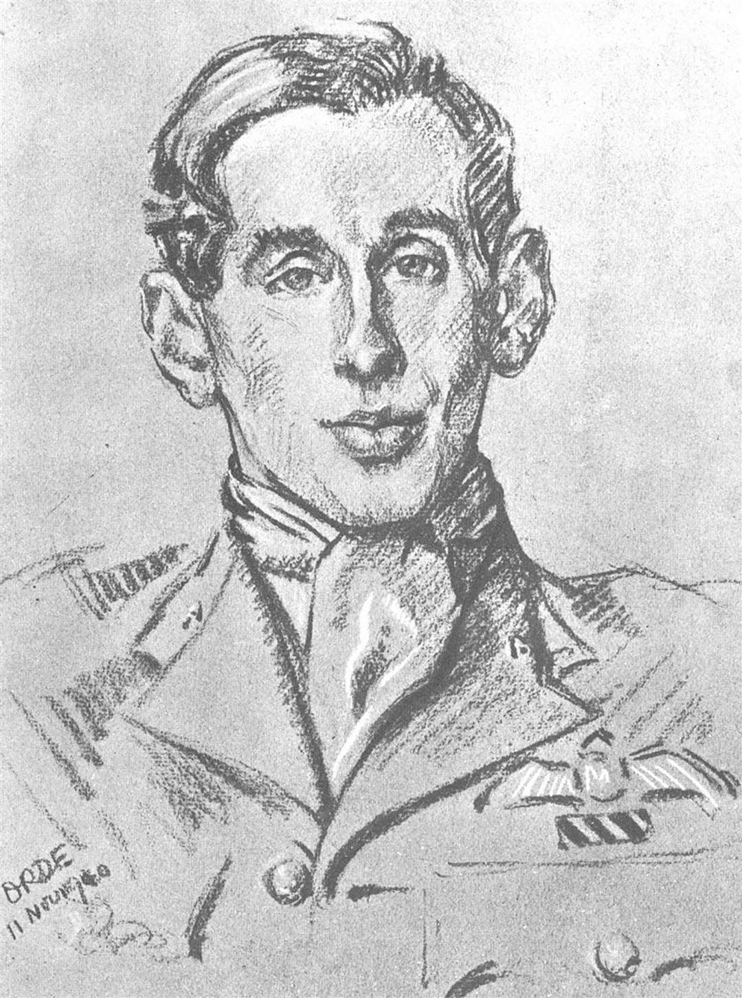 Portrait of Flying Officer John Dundas, drawn by Cuthbert Orde (RAF)
