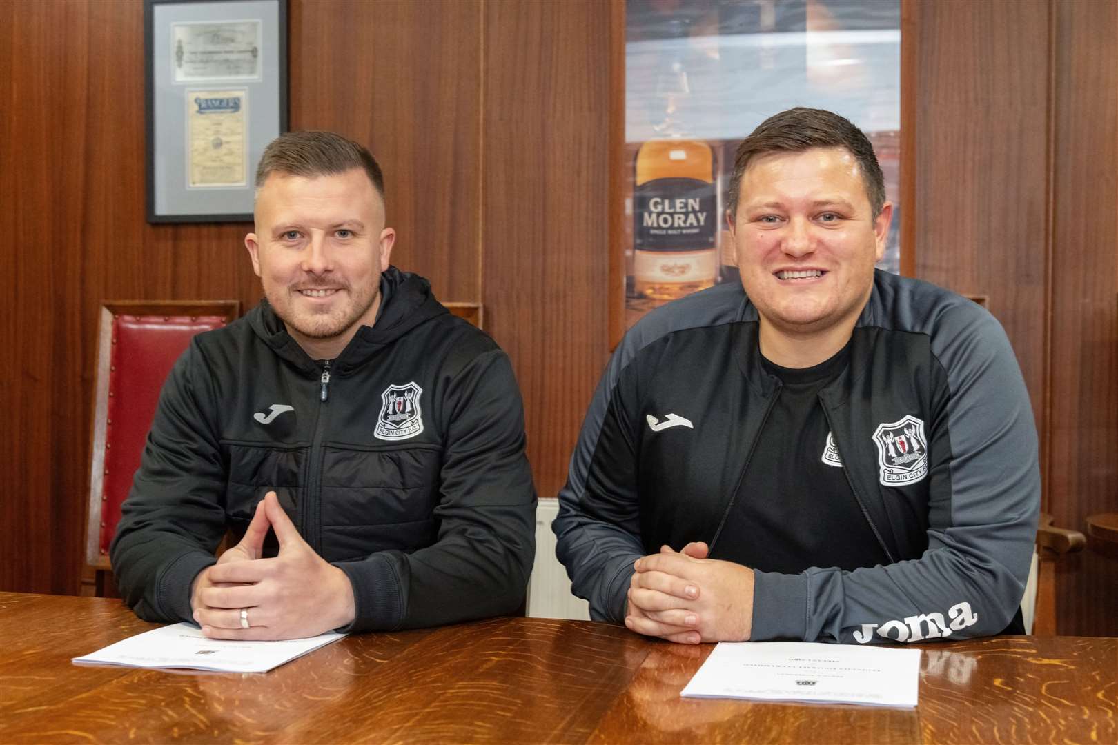 Elgin City's new manager, Allan Hale with assistant manager, Stefan Laird. ..Picture: Beth Taylor.