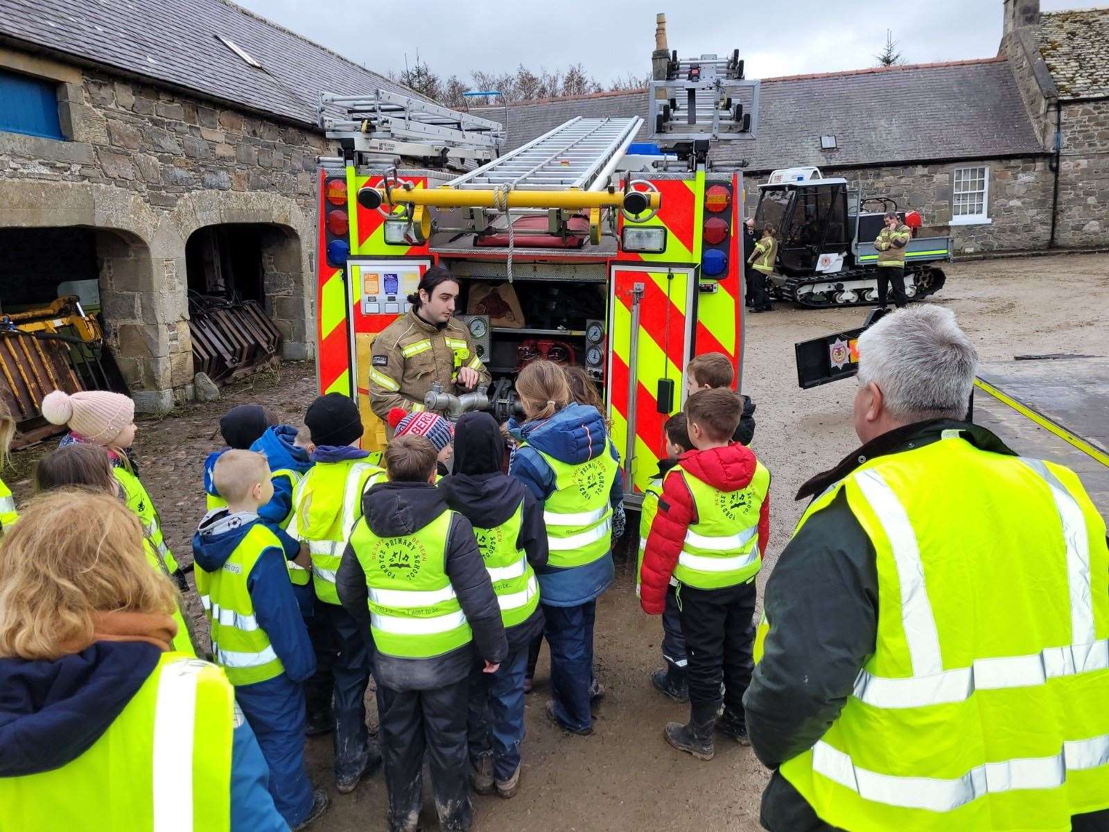 Pupils learn about the work of the Fire Service. Picture: Seafield and Strathspey Estates