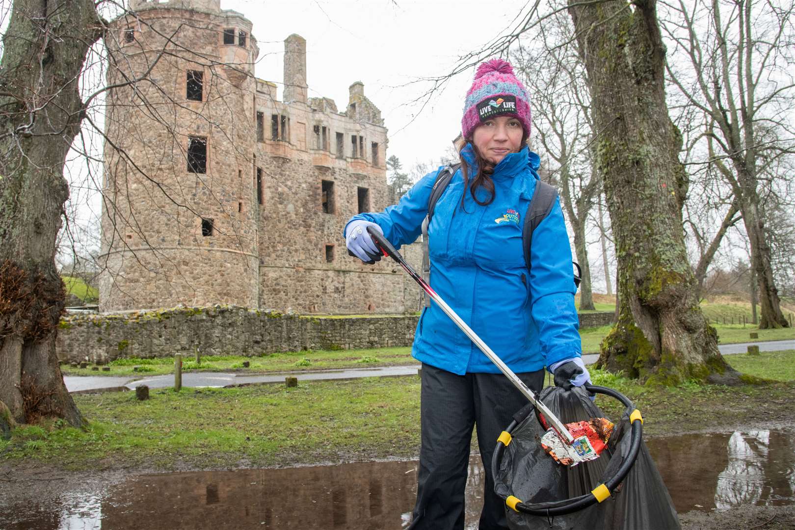 Susi McLarty at the community litter pick in Huntly, which started at the Liden Centre in the direction of the Nordic Outdoor Centre…Picture: Daniel Forsyth.