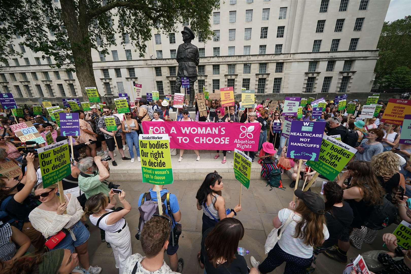 Women’s rights campaigners protested days after Foster was jailed (Yui Mok/PA)