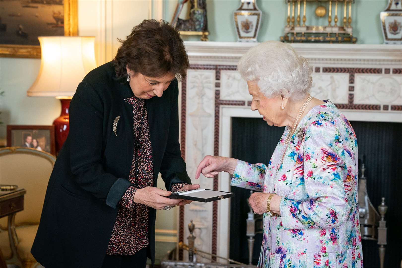 Dame Imogen Cooper is received by the Queen at Buckingham Palace (PA)