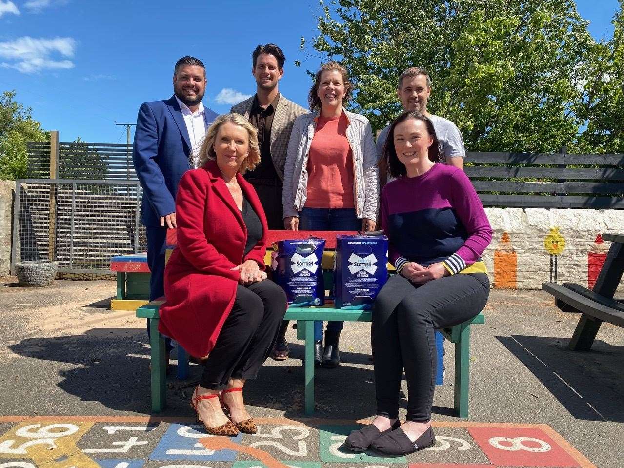 Representatives from PMC, Run Garioch and Rayne North Parent Council. Standing (from left) Neale Bisset, Simon Hudson, Lisa Strachan and Graham Morrison. Seated (from left) Annette Hudson and Kirsten Campbell.