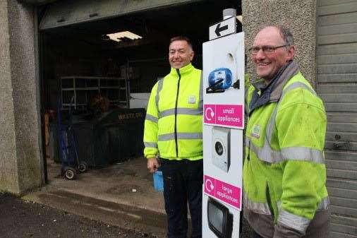 Jim Durkin (left) and George Burgess at Keith recycling centre.