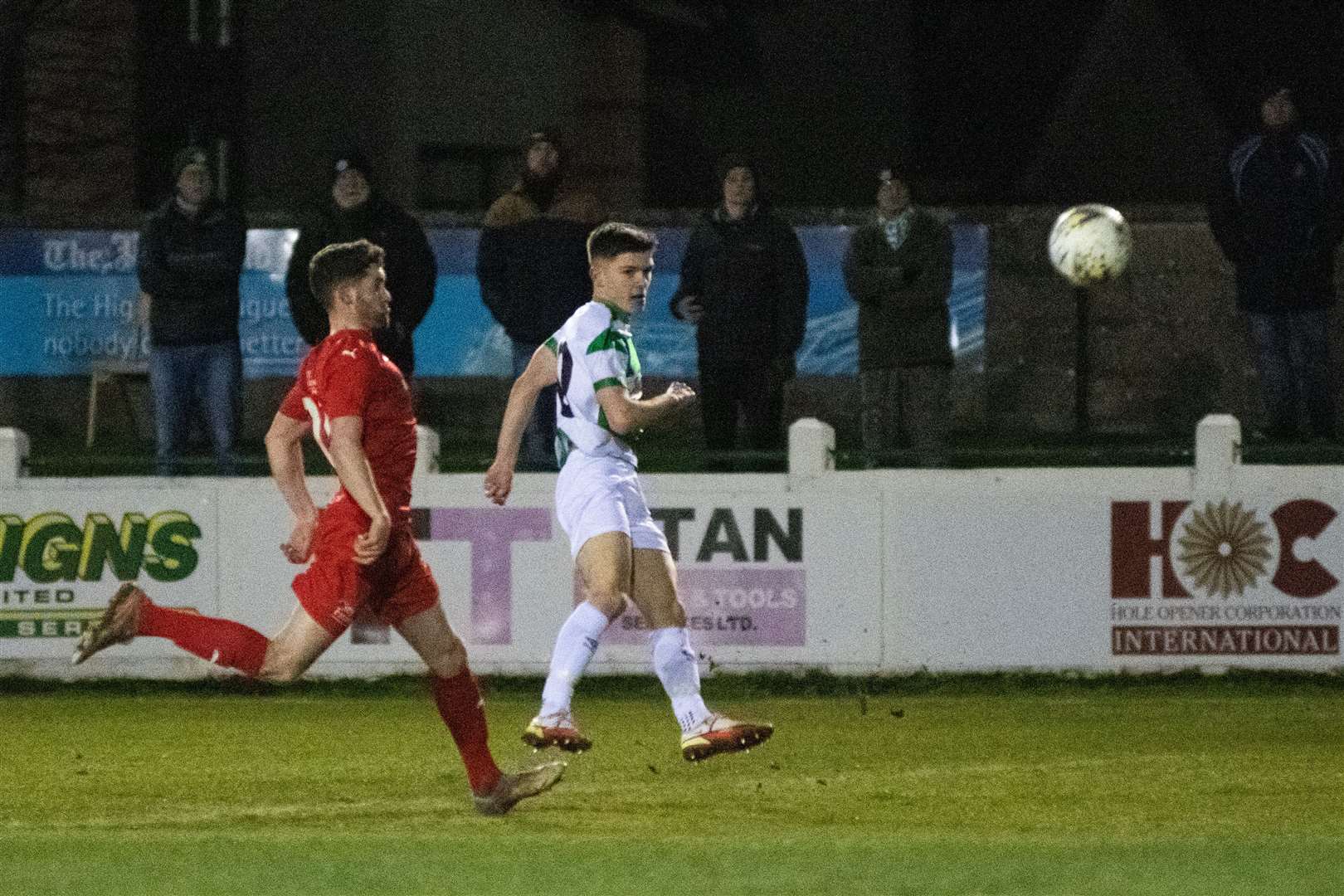 Marcus Goodall opens the scoring against Brora..Picture: Daniel Forsyth..