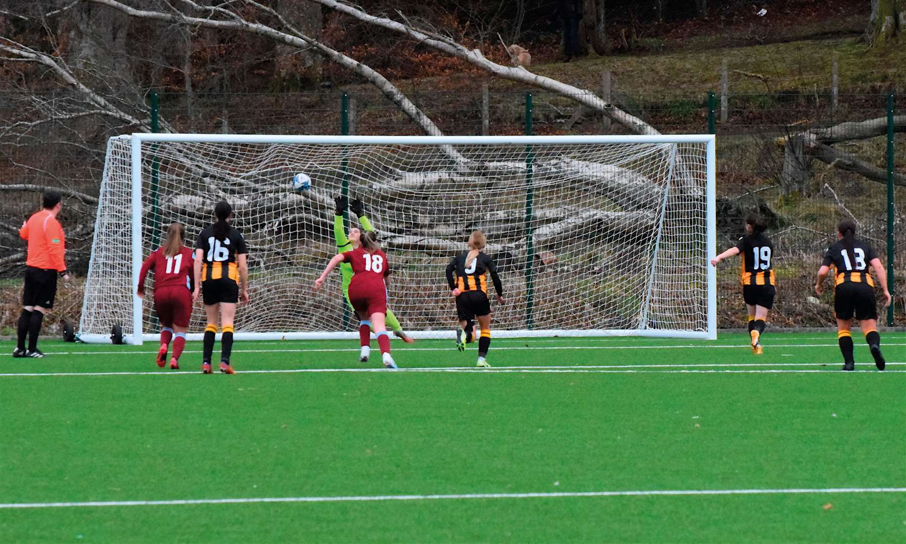 Tilly Storey fires in a penalty-kick.