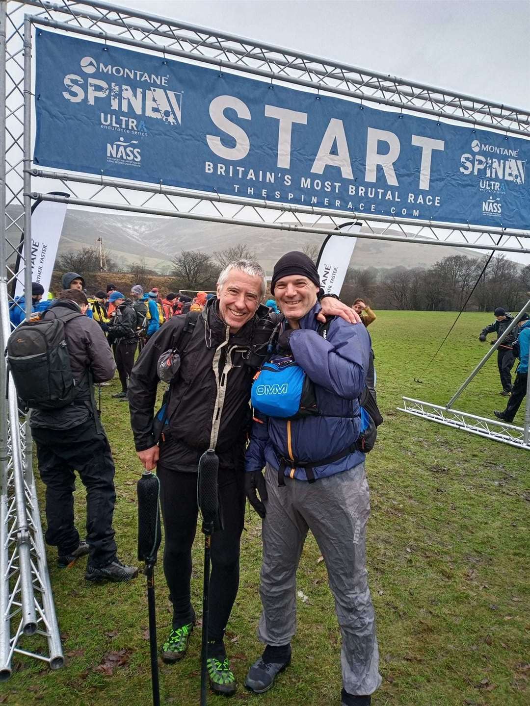 Gary Morrison (right) meets up with Steve Thompson who was one of his fellow race finishers from the inaugural Spine Race.