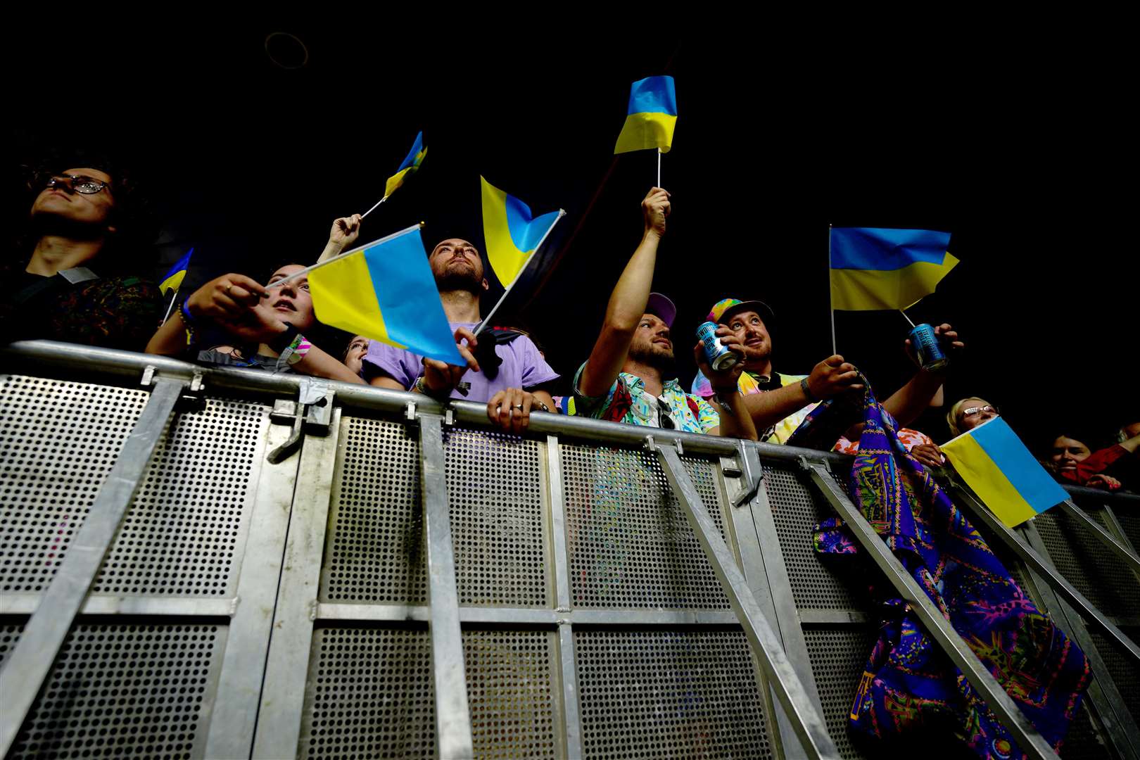 Crowds waved Ukrainian flags as they cheered and danced along to Go_A’s performance (Ben Birchall/PA)