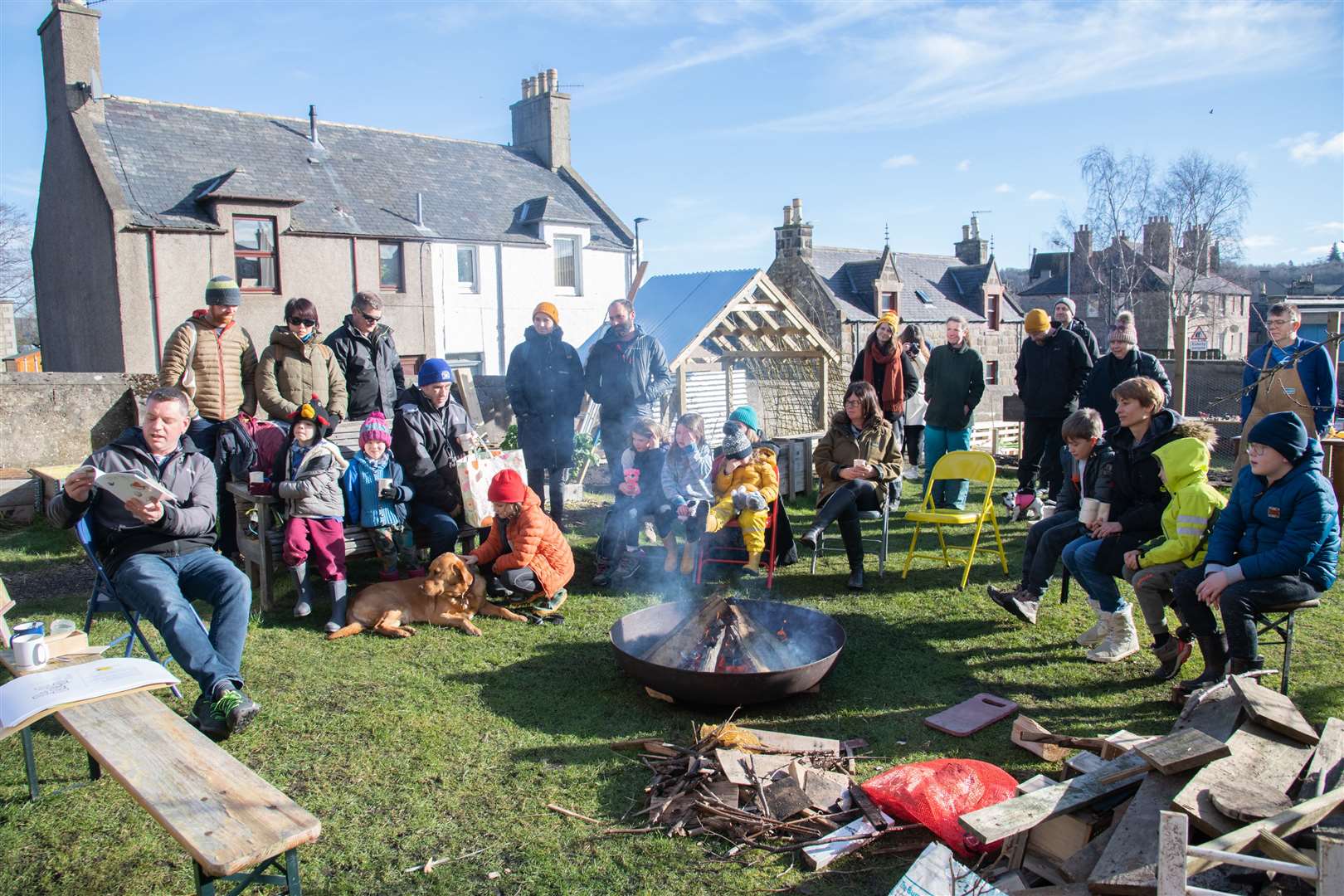 Storytime around the fire with Aaron Gale...Deveron Projects Winter Warmer event, held in the Brander Garden...Picture: Daniel Forsyth..