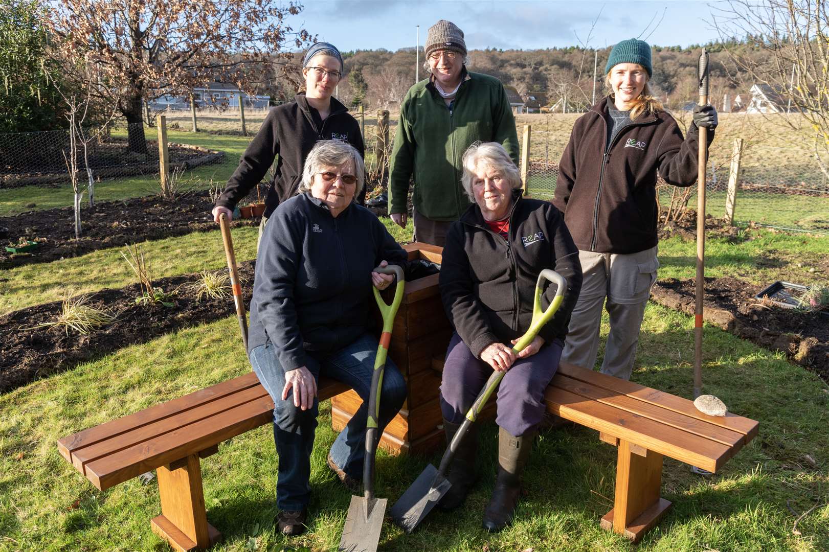 From left: Georgia Brooker (Community Gardener), Colin Jenkins (Volunteer), Sarah Collins (Community Gardener), Anna Scudder and Carleen Broad (volunteers) from REAP have received funding from the Lottery towards their therapy garden at The Oaks...Picture: Beth Taylor.