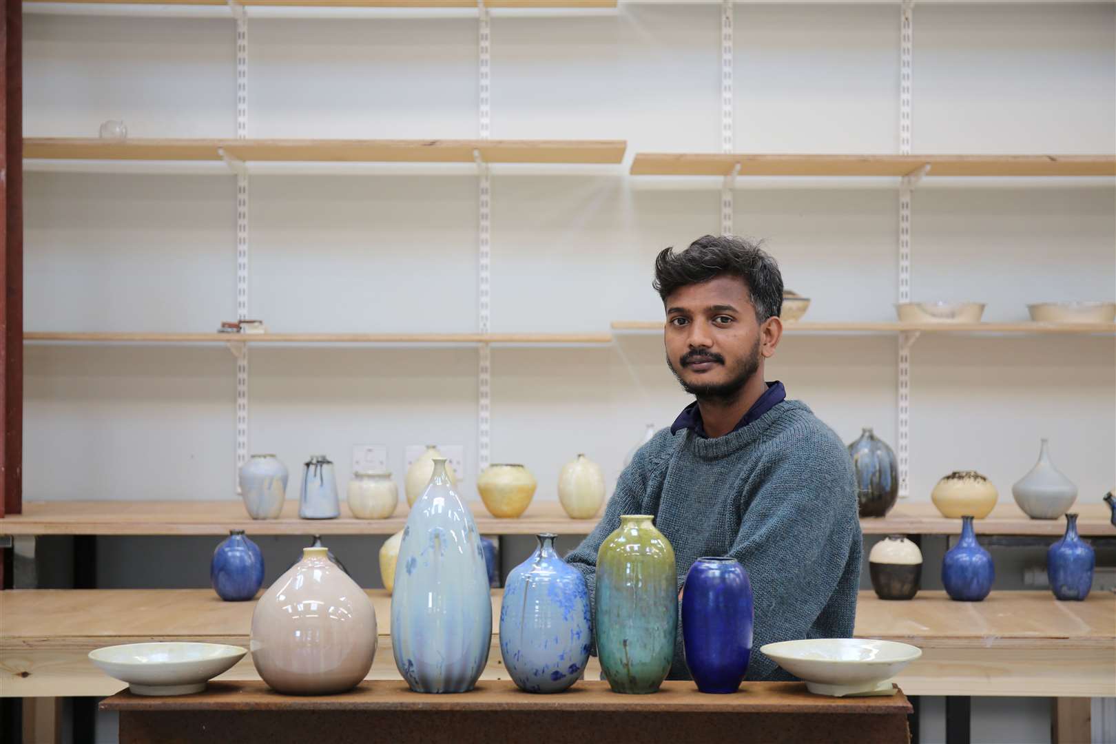 Ramkumar Kann has been working in ceramic and stone.