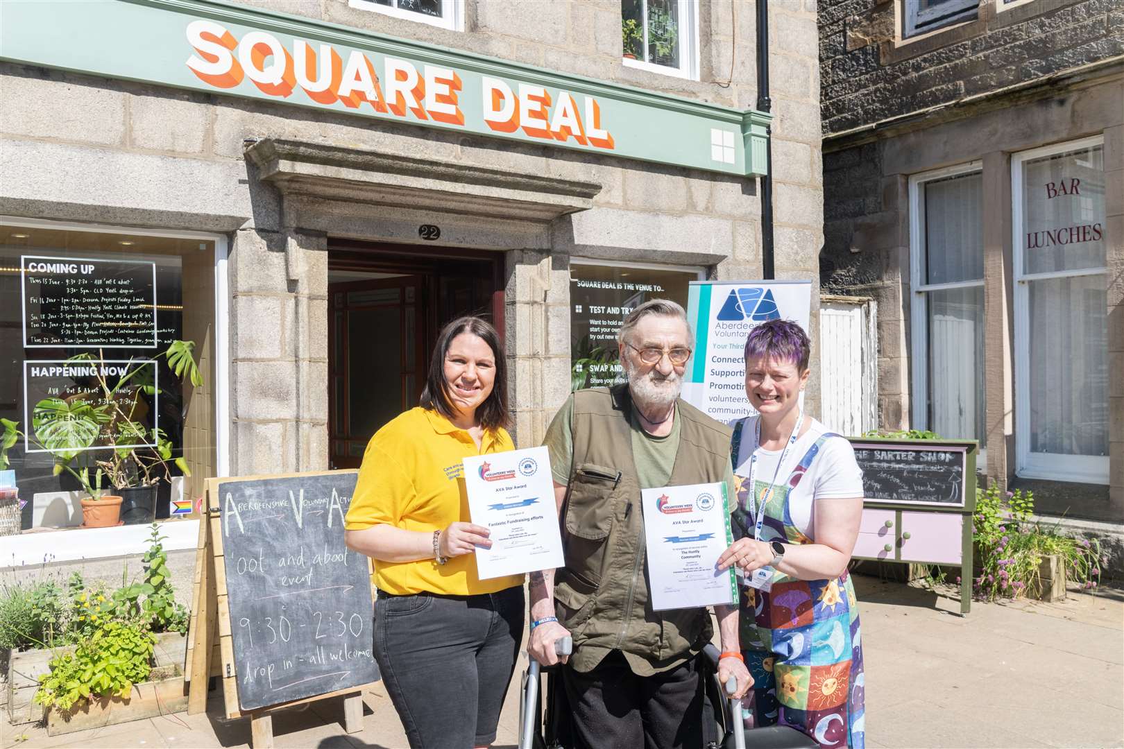 Debbie Morrison (Marie Curie) and Norman Kinnaird (Minibus and Christmas Lunch Support) both received awards from Sharon Francis for their voluntary work in the third sector in and around the Huntly area. ..Picture: Beth Taylor.