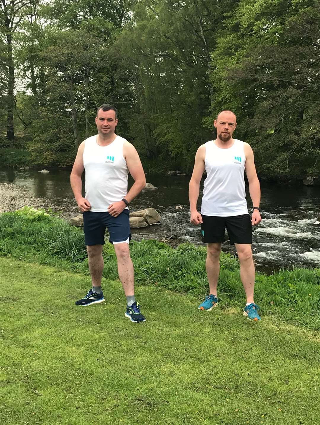 David Halkett (left) and James Gregg are two of the team of seven from Motive running in the Edinburgh Marathon.