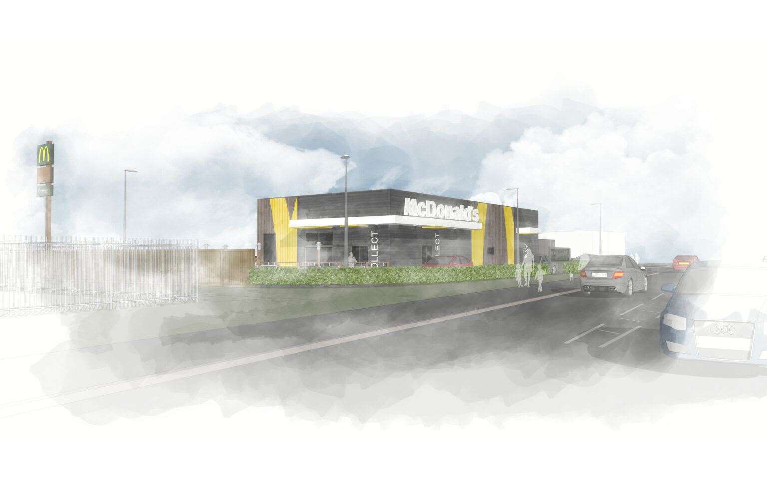 Architects impressions of the new McDonald's for Ellon