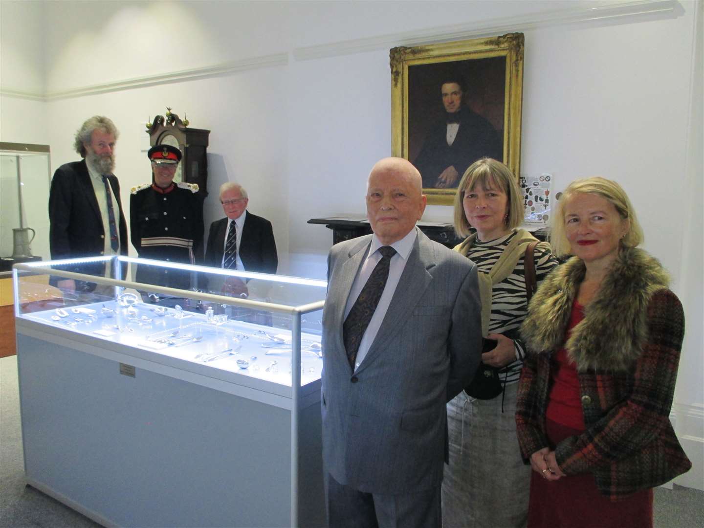 Geof Nuttall with his daughters Claire and Celia at the ceremony along with Lord Lieutenant of Banffshire Andrew Simpson, Alistair Mason and Julian Watson from the Museum of Banff.