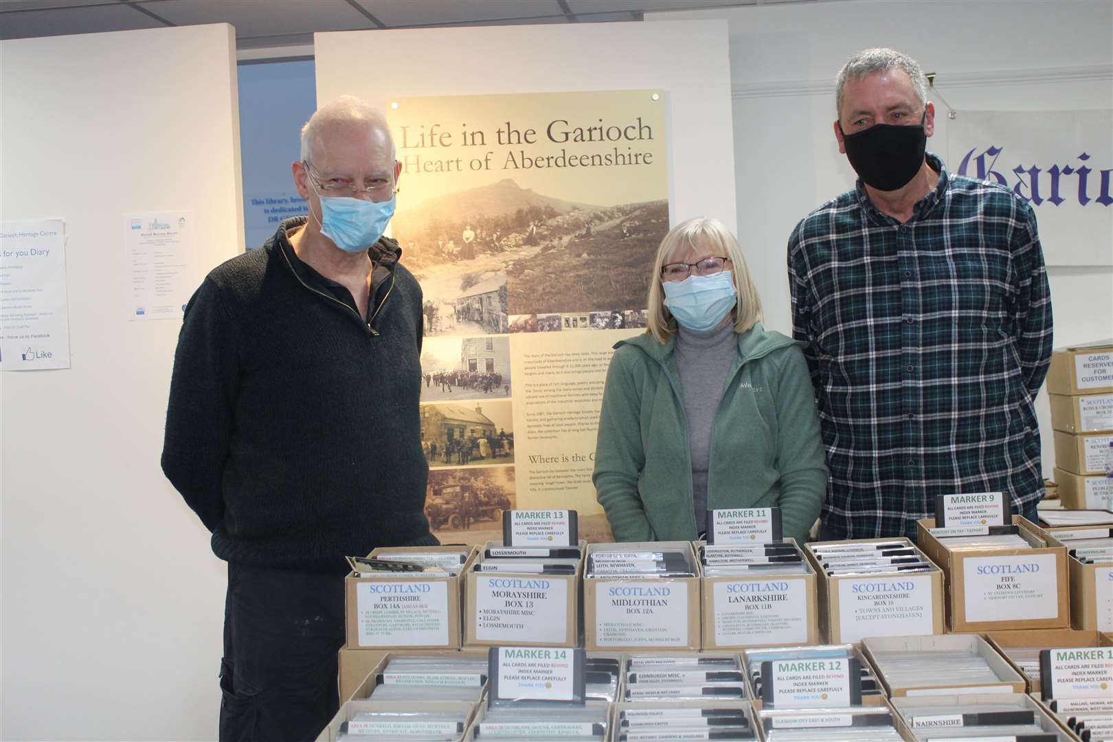 Postcard author Richard Stenlake (left), Frances and Brian Watt at the Grampian Postcard Fair.
