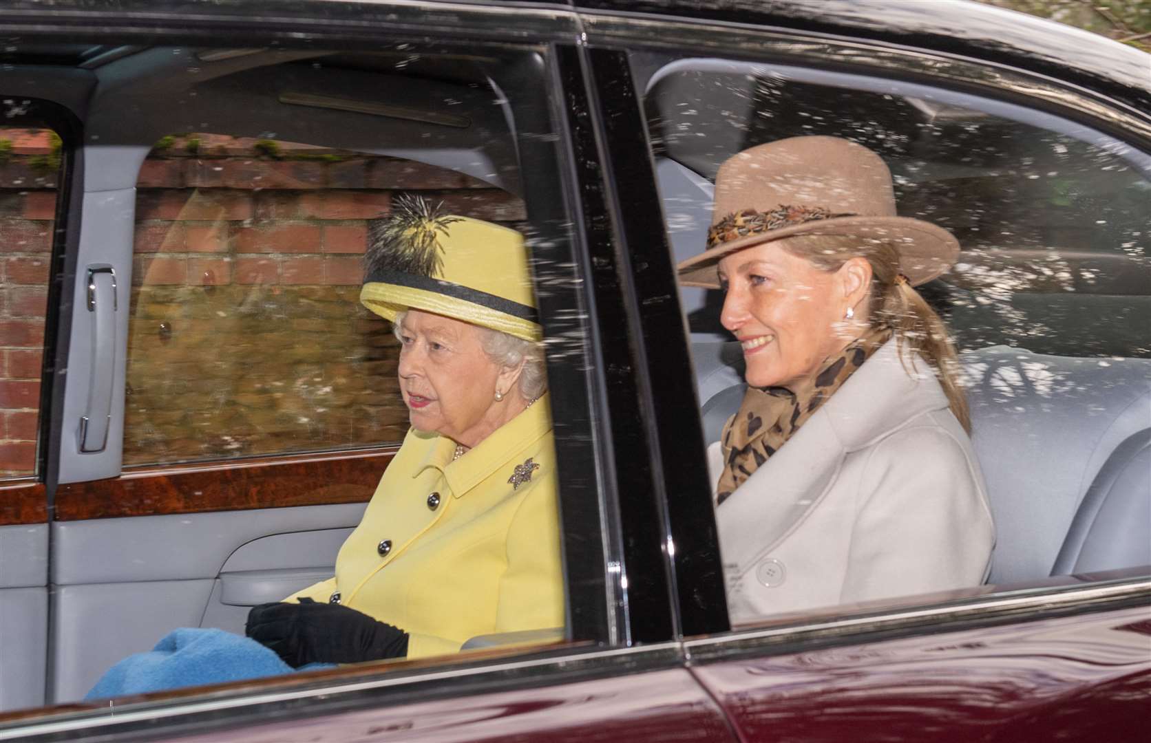 The Queen and Sophie leaving after attending a morning church service in December 2019 (Joe Giddens/PA)