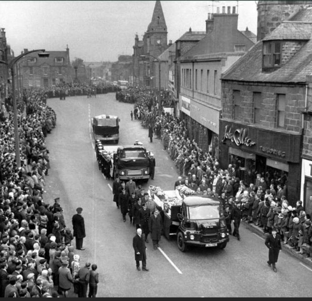 Thousands lined Fraserburgh's Broad Street on the day of the funeral.