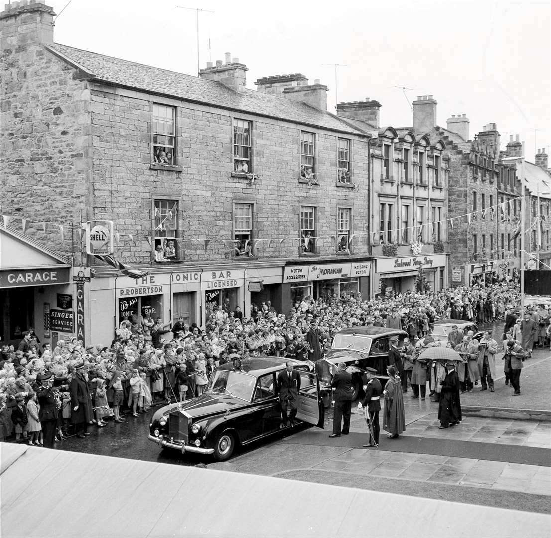 A packed Elgin High Street for the royal visitors. Picture: The Northern Scot archives