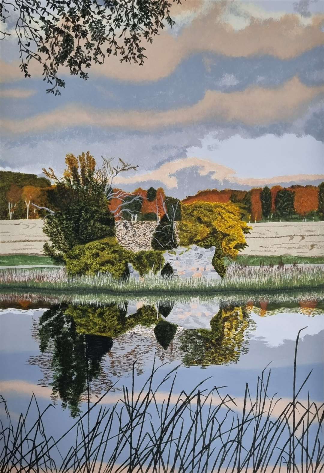 Reflections at Pitfour lake is the work of Amy Etta Seivwright.