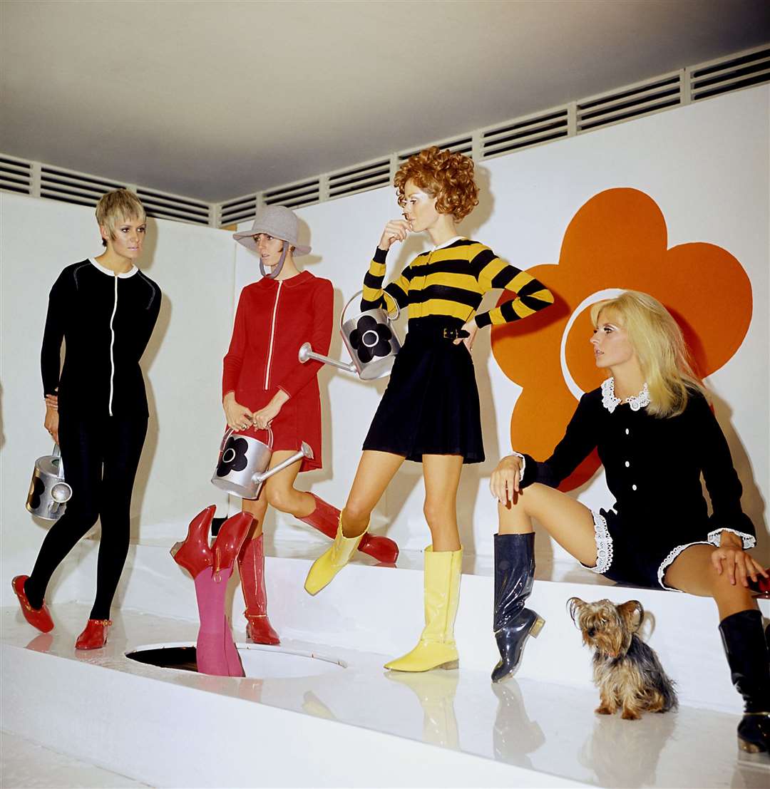 Models present creations by the designer Mary Quant in London, 1967 (PA)
