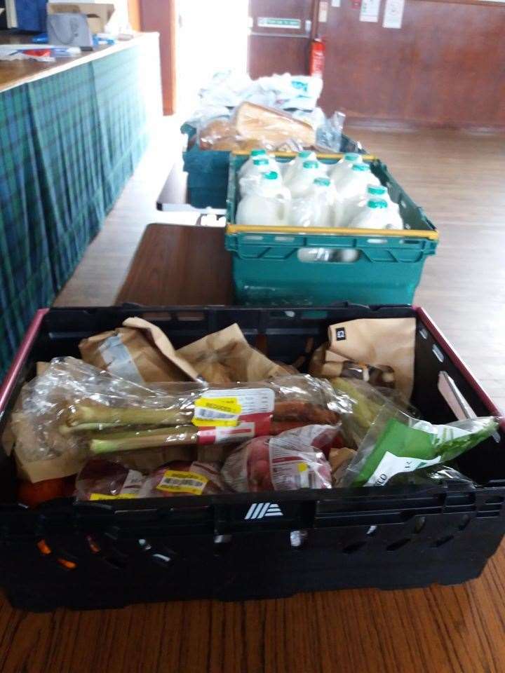 Food items delivered to Logmore Hall ready for distribution on Tuesday