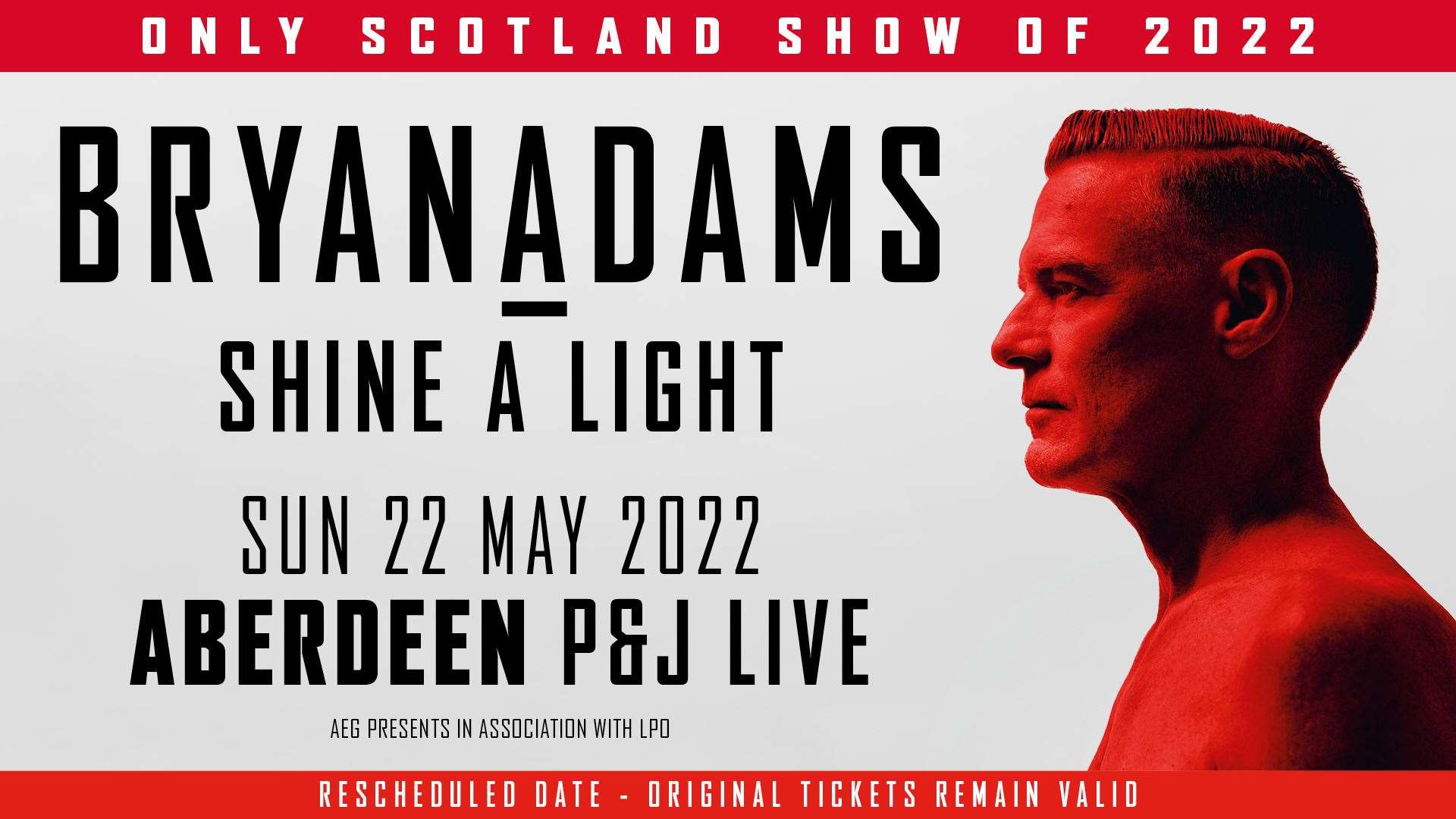 Bryan Adams latest tour has rescheduled dates
