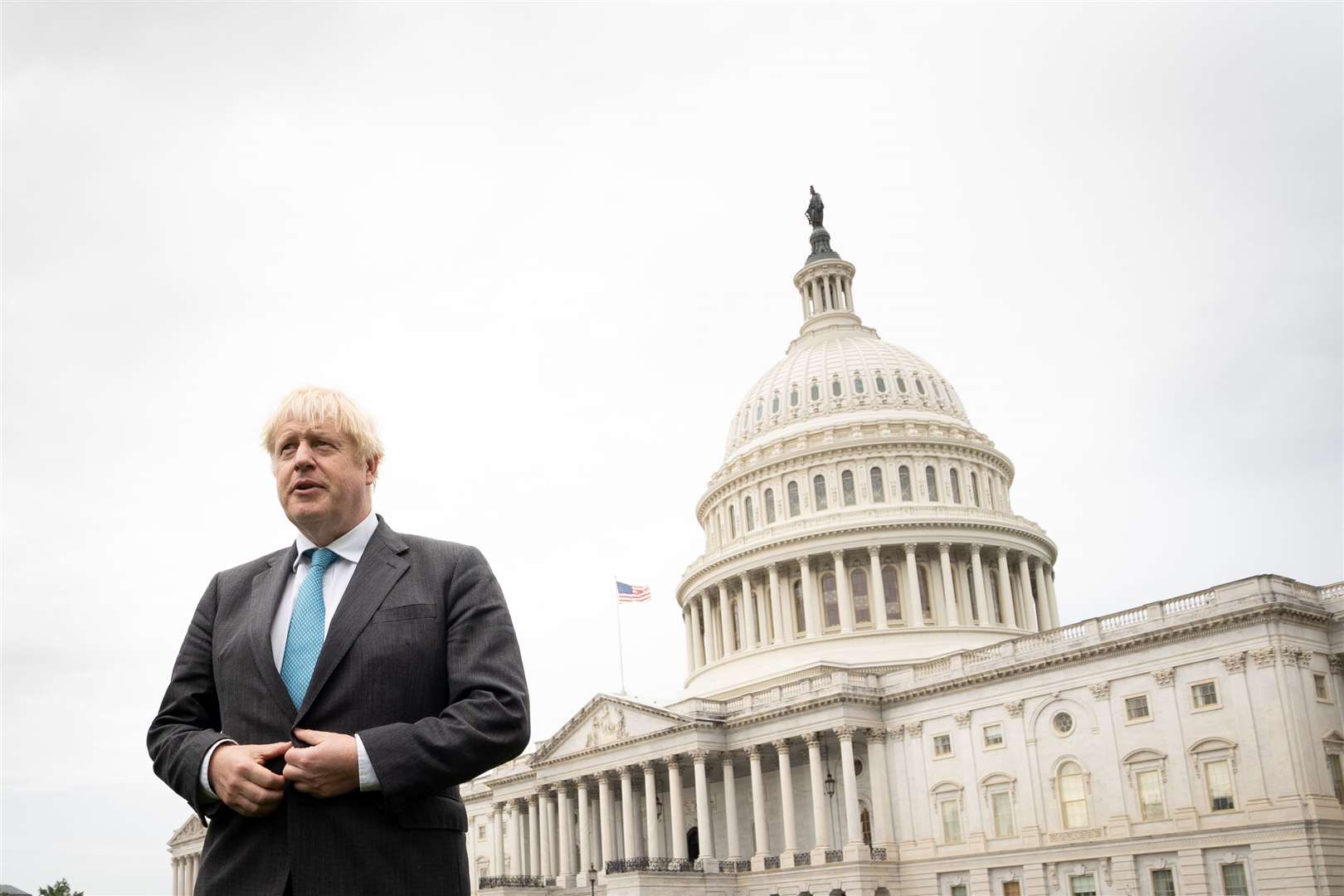 Boris Johnson arrives at the Capitol Building in Washington DC (Stefan Rousseau/PA)