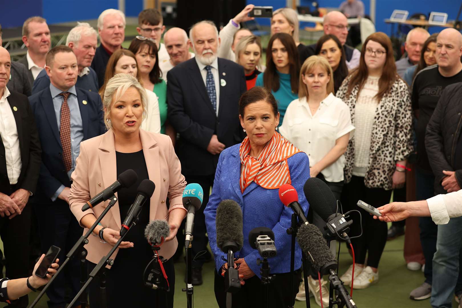 Sinn Fein’s vice-president Michelle O’Neill (left) with the party’s president Mary Lou McDonald (PA)