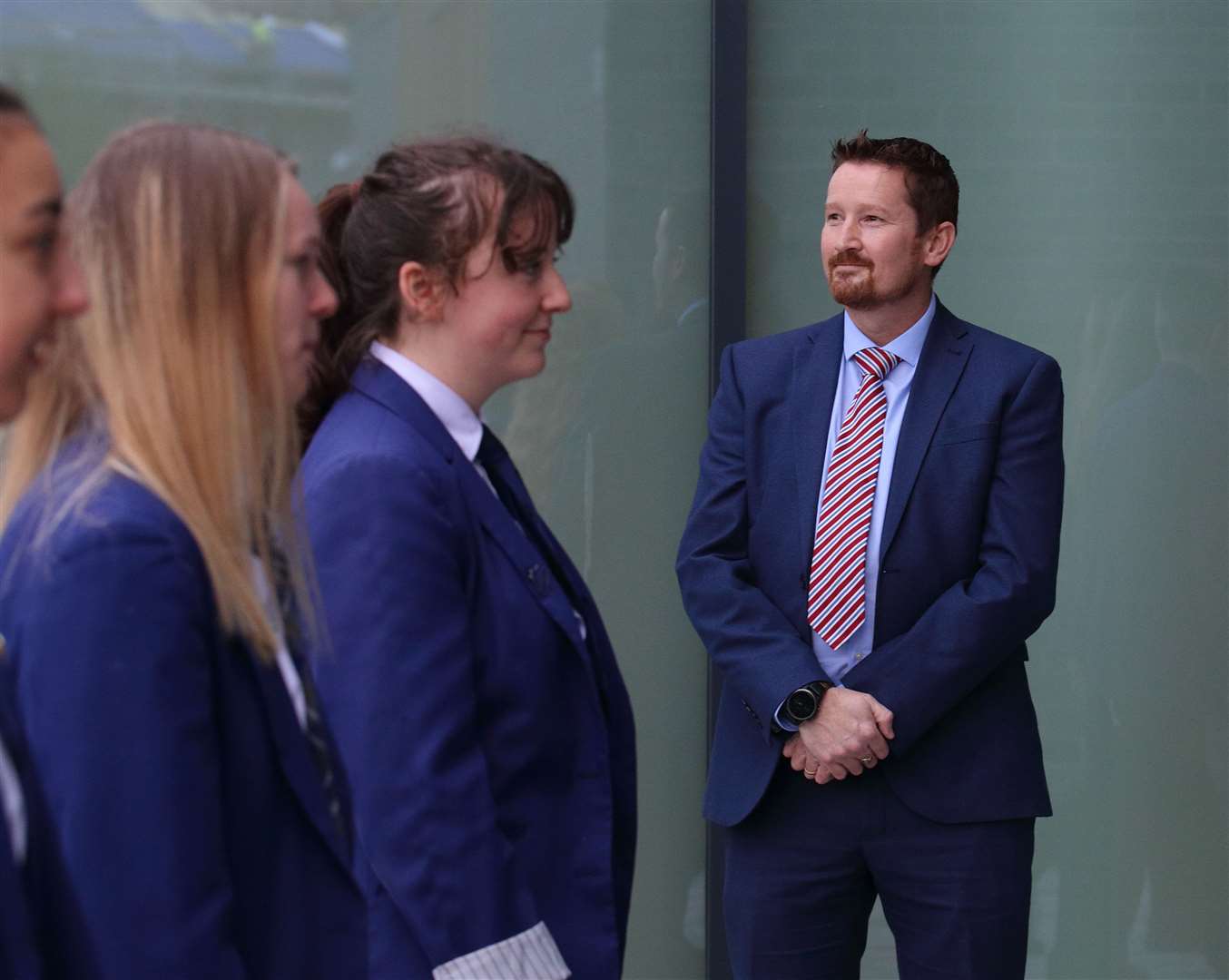 Head teacher Mark Jones watched as the first pupils were formally welcomed to the campus.