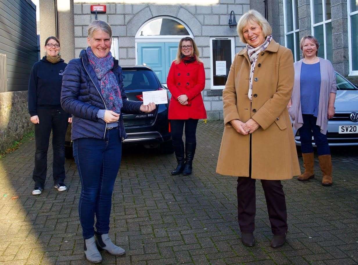 Ellon Ladies Ball committee made donation to Buchan Dial A Bus, Ellon Basics Barn and Ellon Community Resilience Group. Picture: Phil Harman