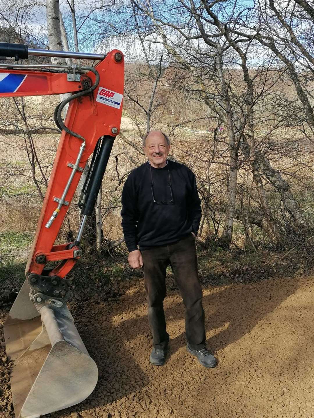 Rothes Way Association member Keith Kingham as work gets under way on the new path.