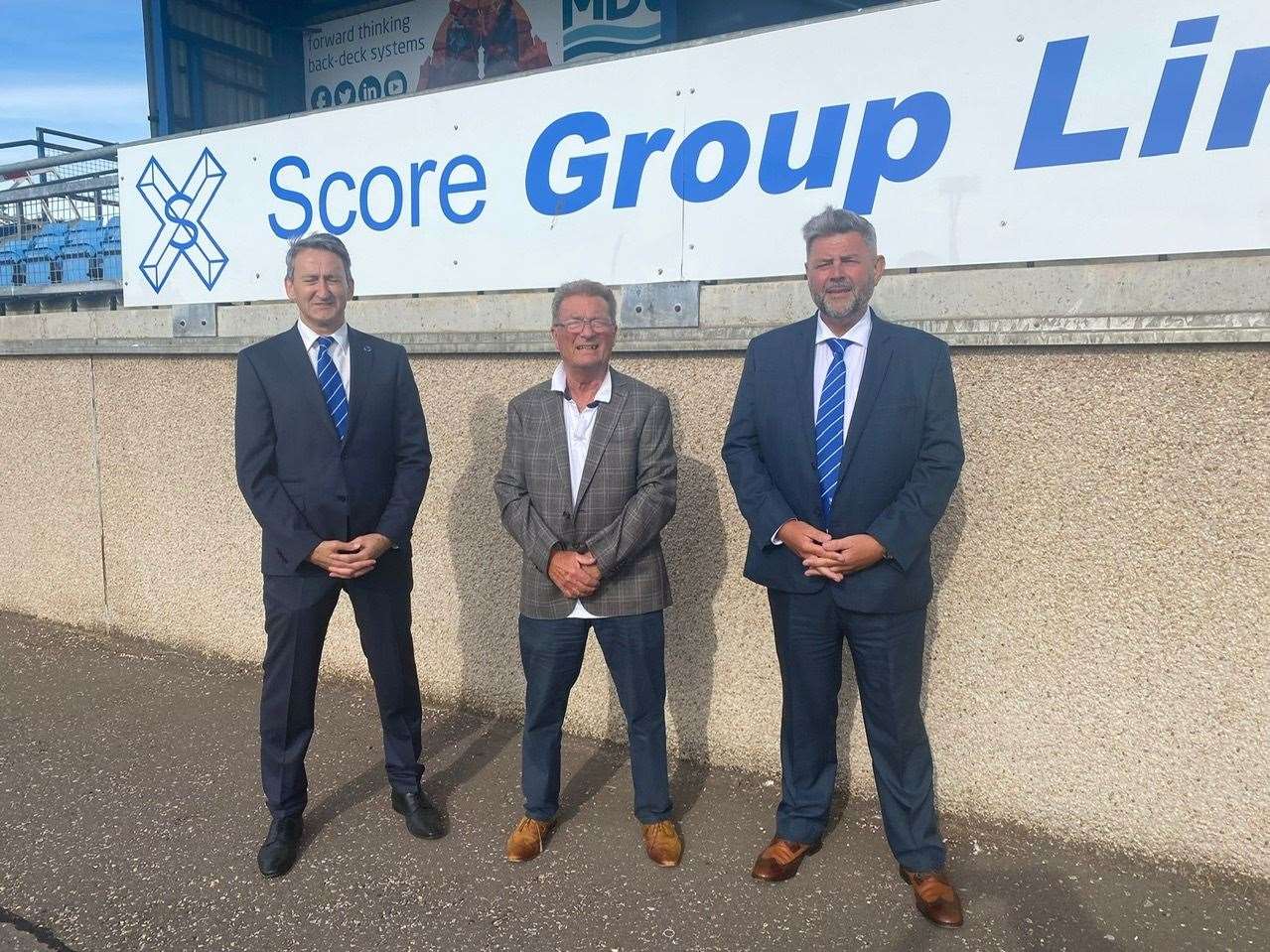 At Peterhead FC are (from left) vice-chairman Les Hill; chairman Rodger Morrison and new board member Conrad Ritchie.