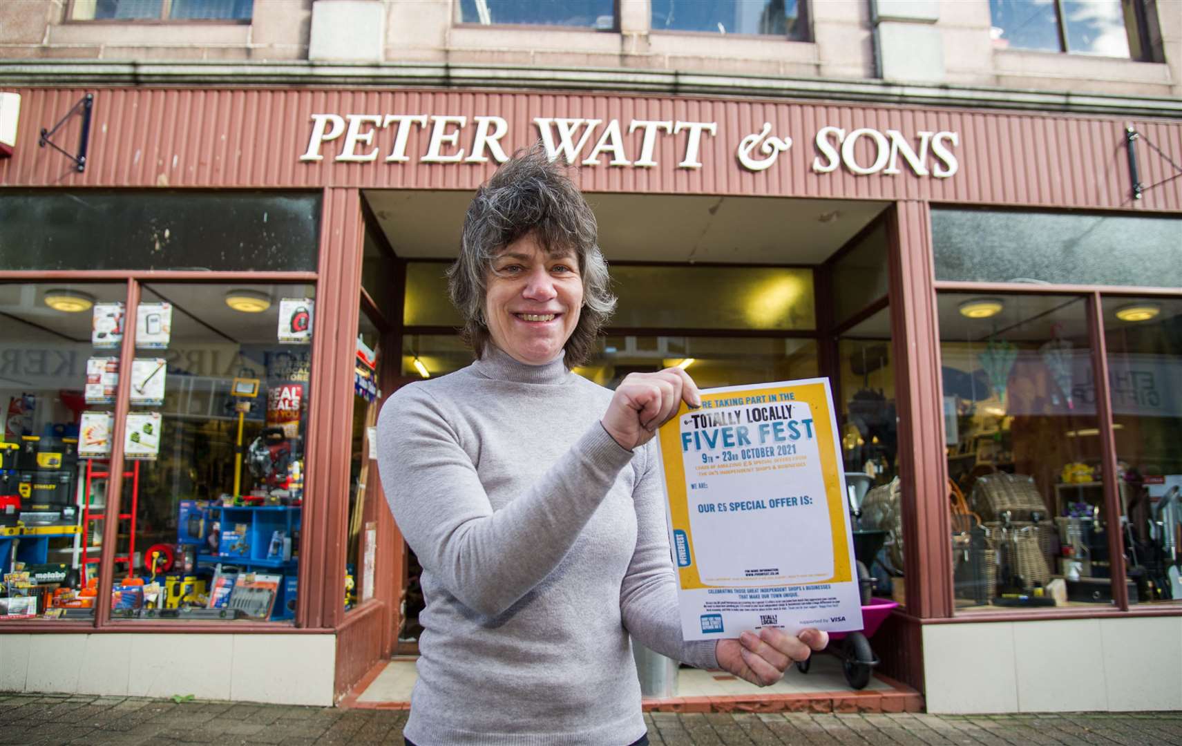 Linda Harper from Peter Watt & Sons who are taking part in Huntly's Fiver Fest. Picture: Becky Saunderson.