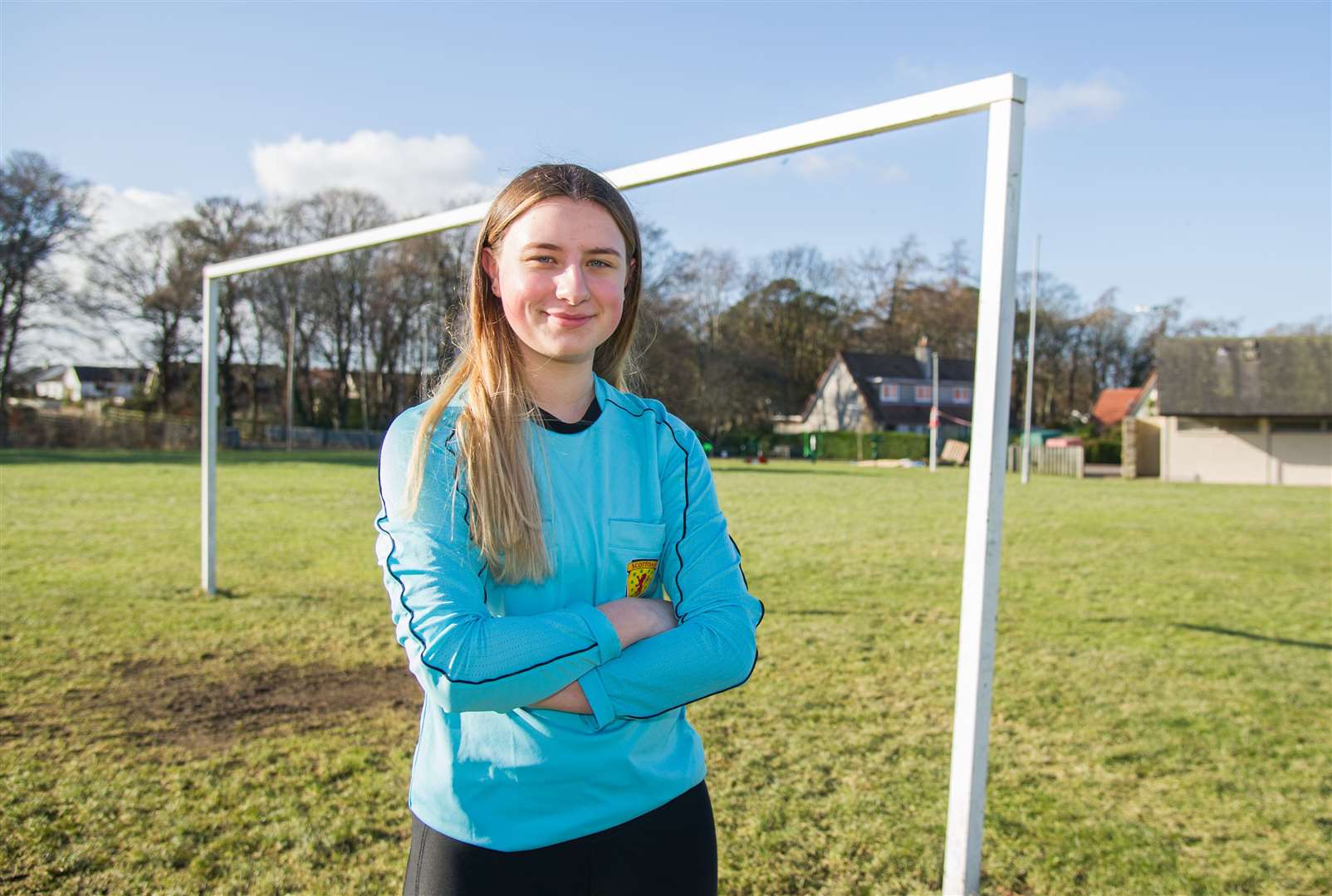 Fochabers schoolgirl Megan McKay passed the introductory refereeing course last year and is encouraging others to give it a try. Picture: Becky Saunderson