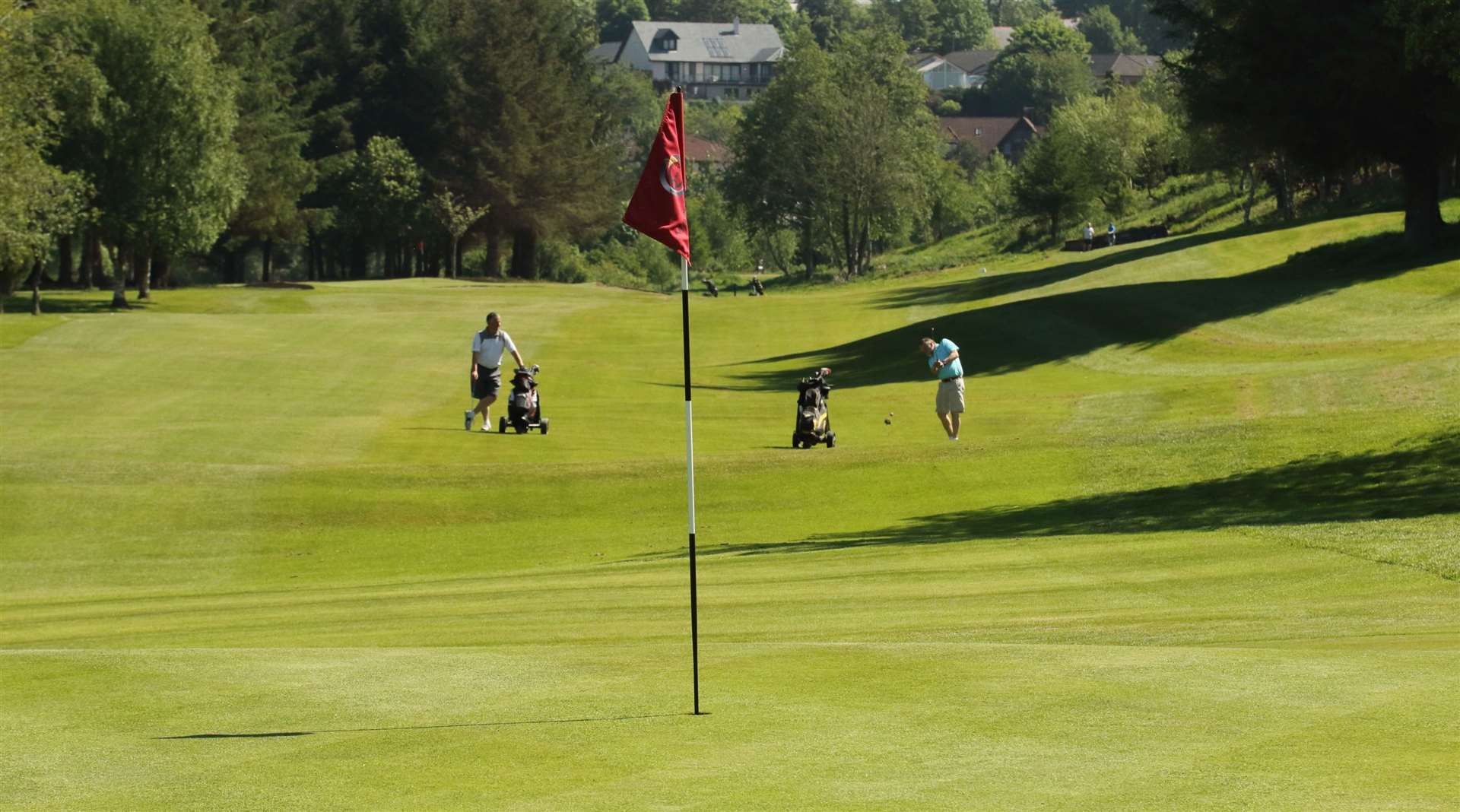 Golfers head to the 18th at Turriff. Picture: David Porter