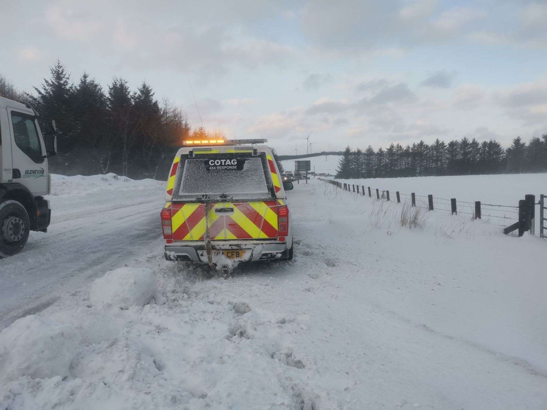 Some of the scenes on the A96 in February following blizzard conditions.