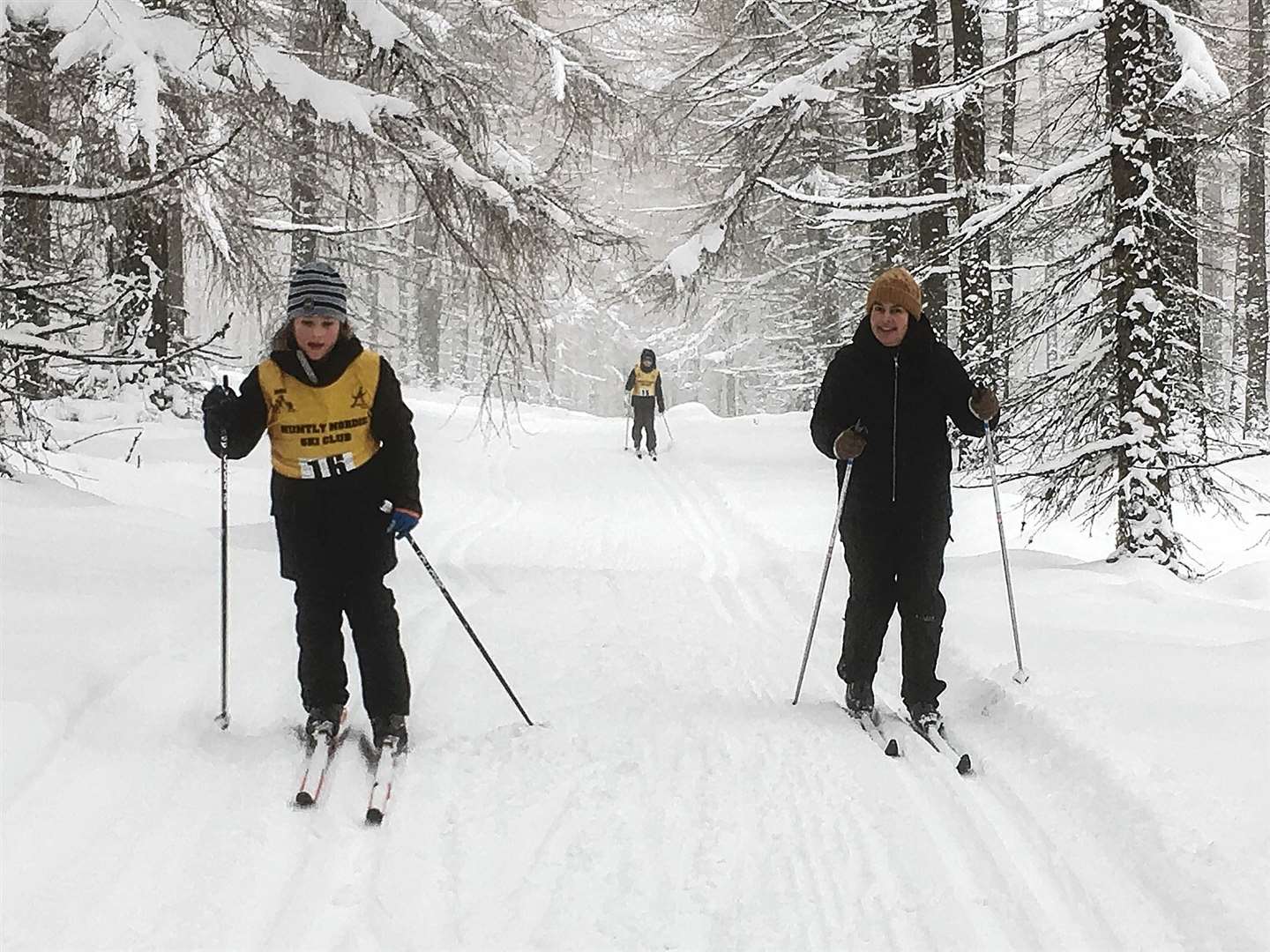 Cross country ski action in the Clashindarroch forest.