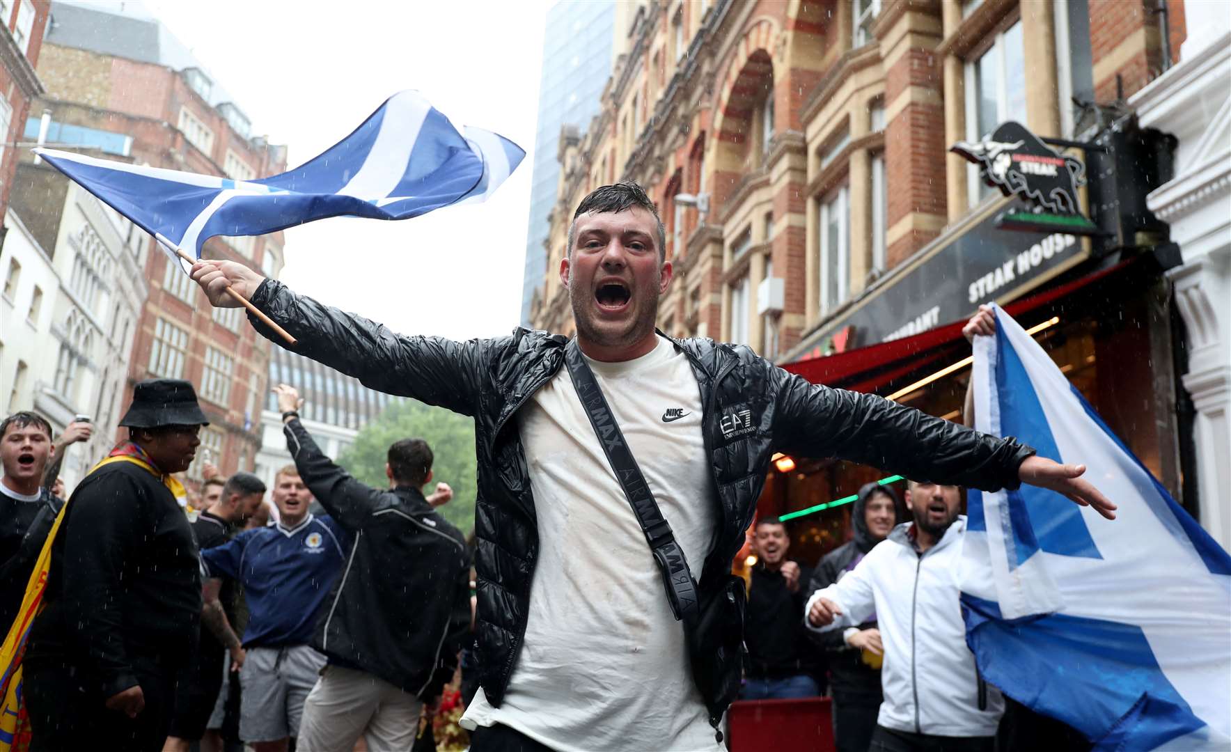 Scotland fans descend on Leicester Square in central London (Kieran Cleeves/PA)