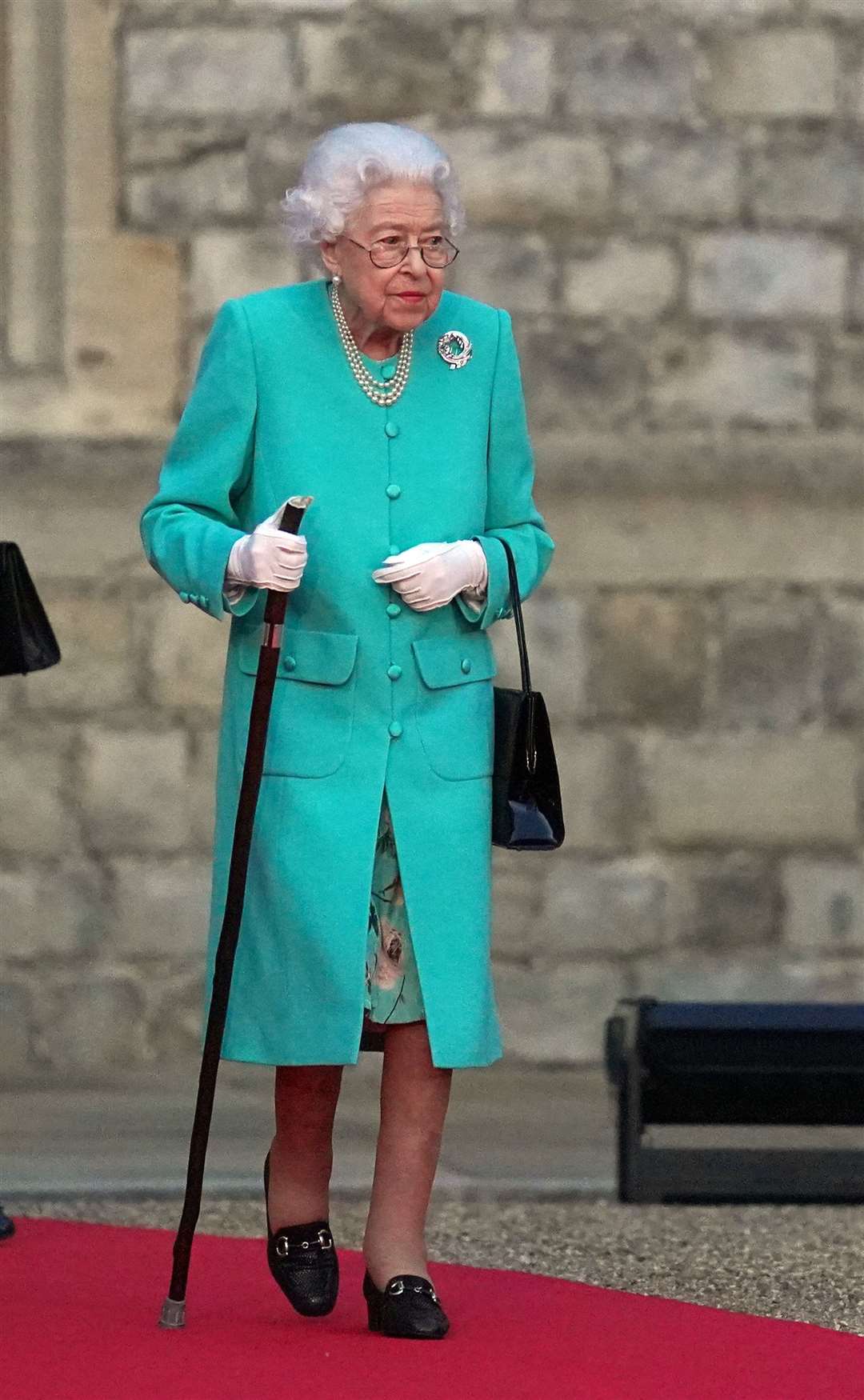 The Queen arrives to symbolically lead the lighting of the principal jubilee beacon at Windsor Castle (Steve Parsons/PA)