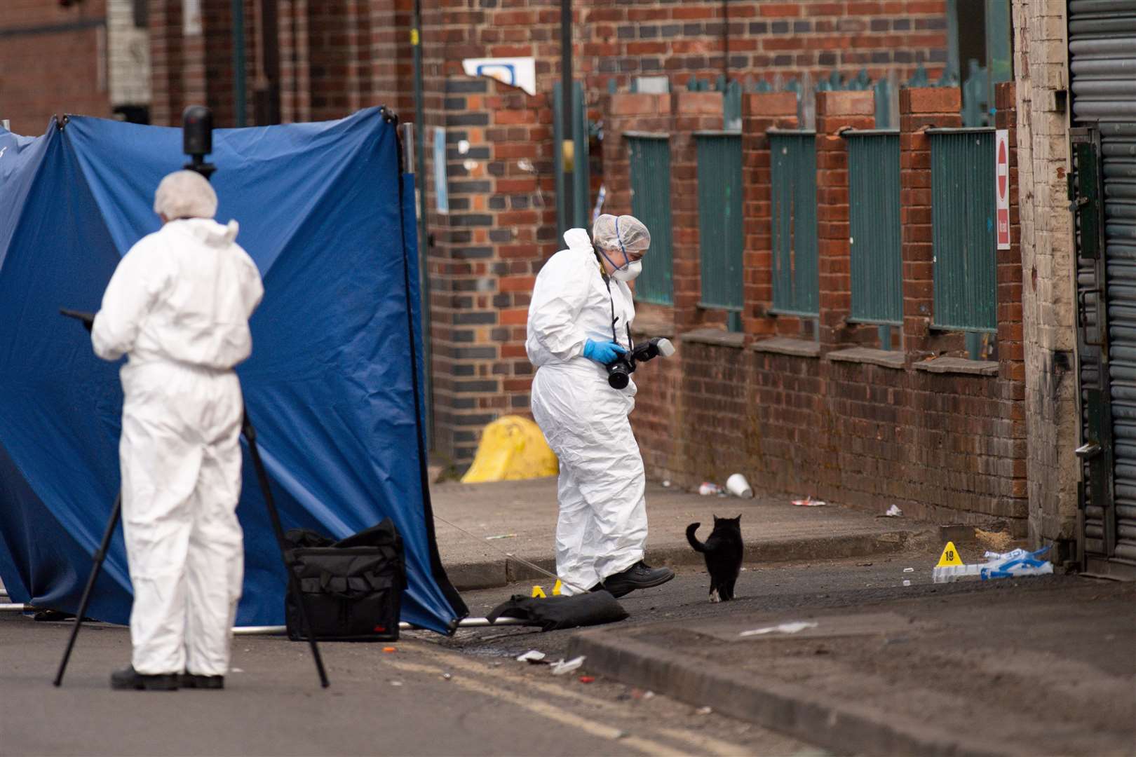 Forensic officers at the scene on Wednesday (Jacob King/PA)