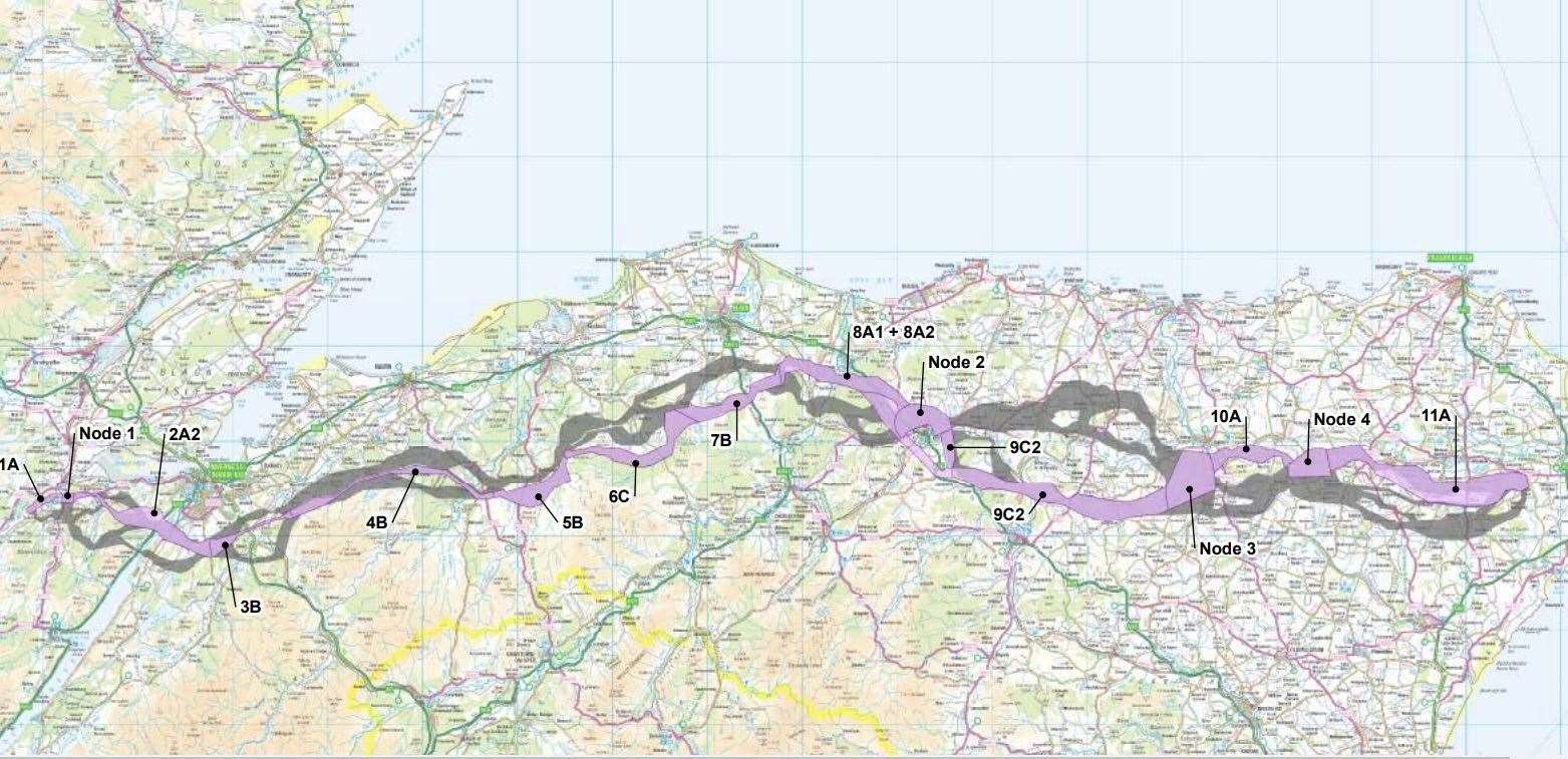 The route of the line is identified in purple