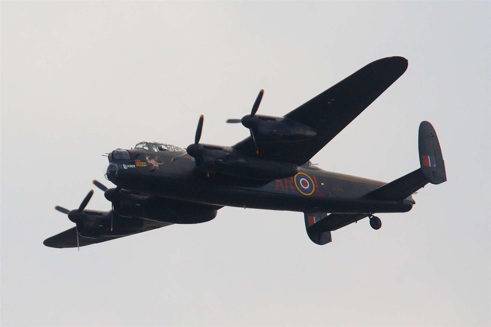 The Battle of Britain Memorial Flight's Lancaster bomber takes to the skied over Peterhead. Picture: David Porter