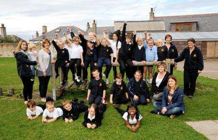 Portknockie pupils celebrate the Lottery windfall.