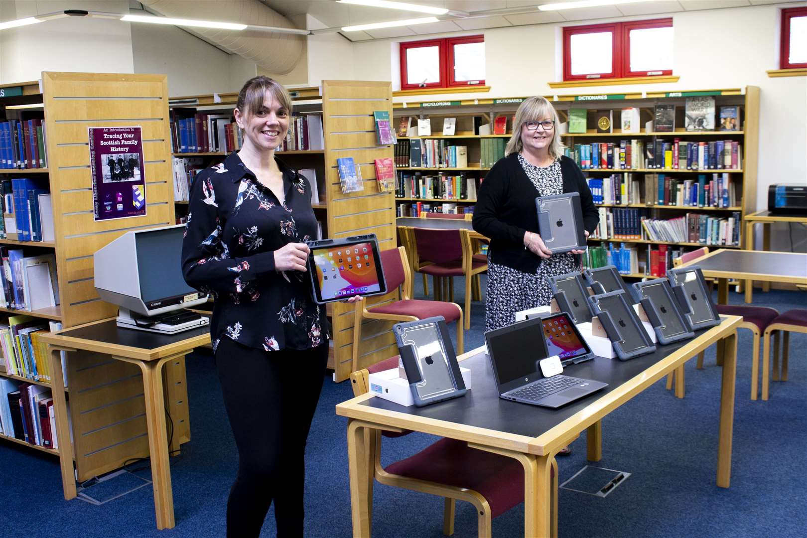 Gail Imlach and Karen Parkins from Moray Council's library service.