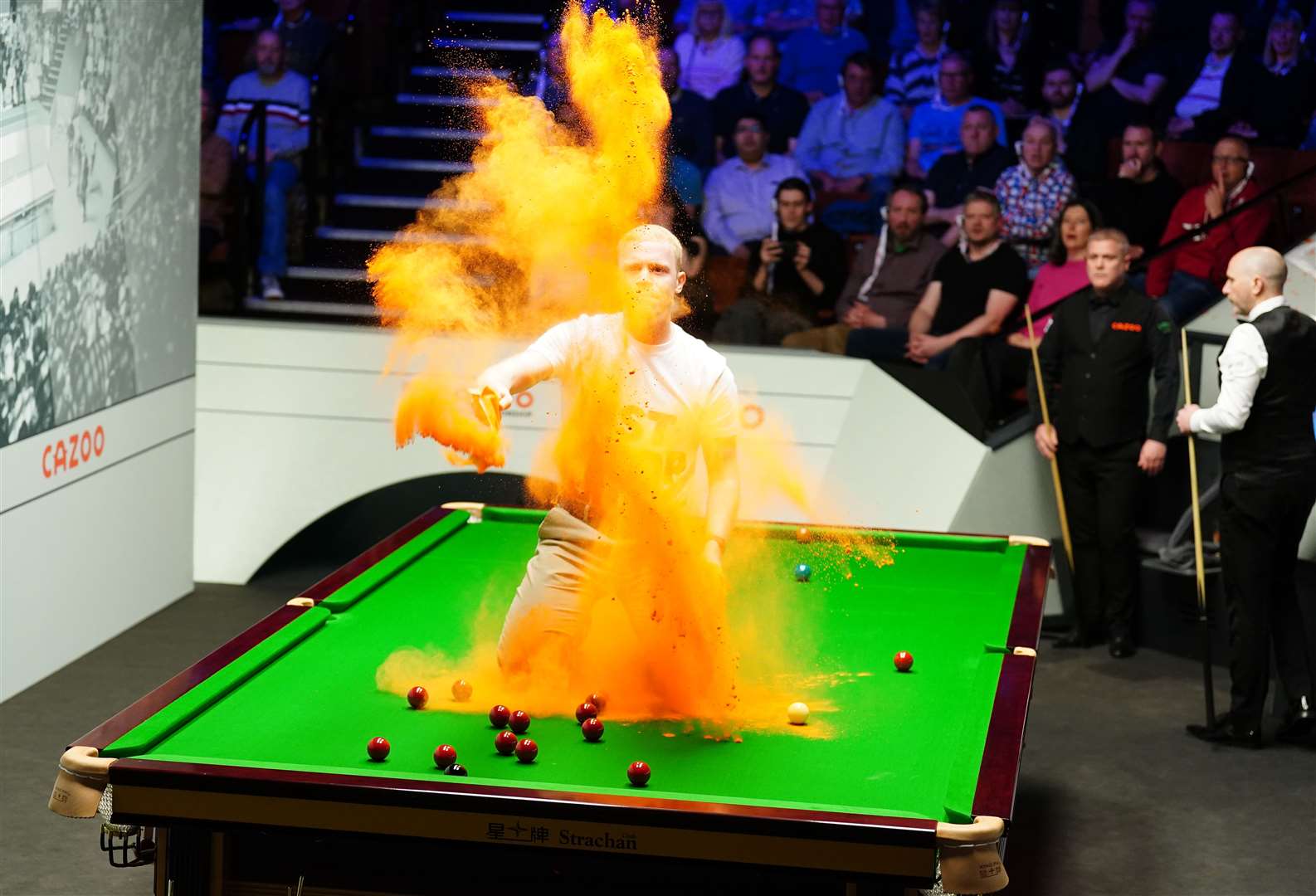 A Just Stop Oil protester also stopped play at the World Snooker Championship in April (Mike Egerton/PA)