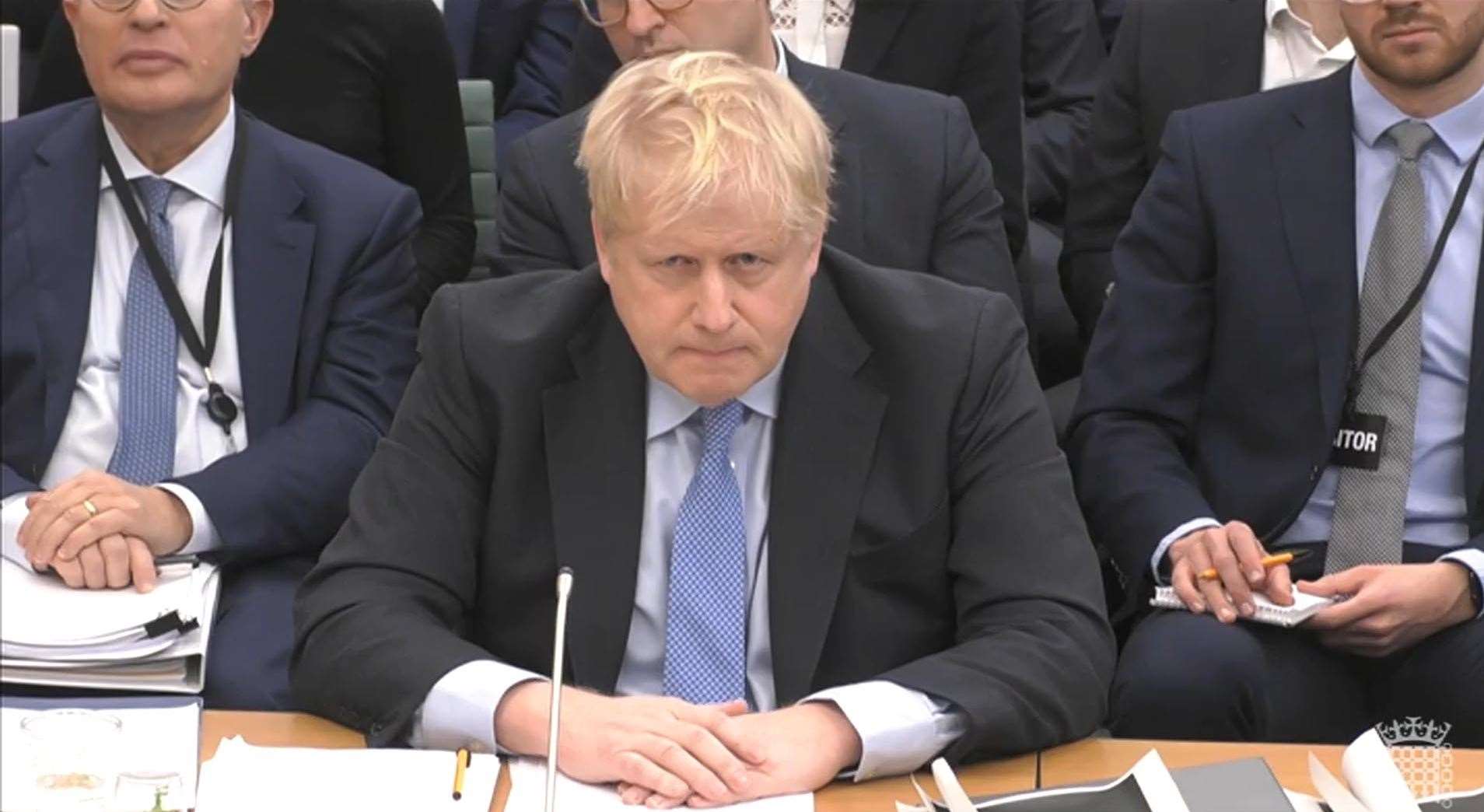 Boris Johnson giving evidence to the Privileges Committee at the House of Commons (House of Commons/UK Parliament/PA)