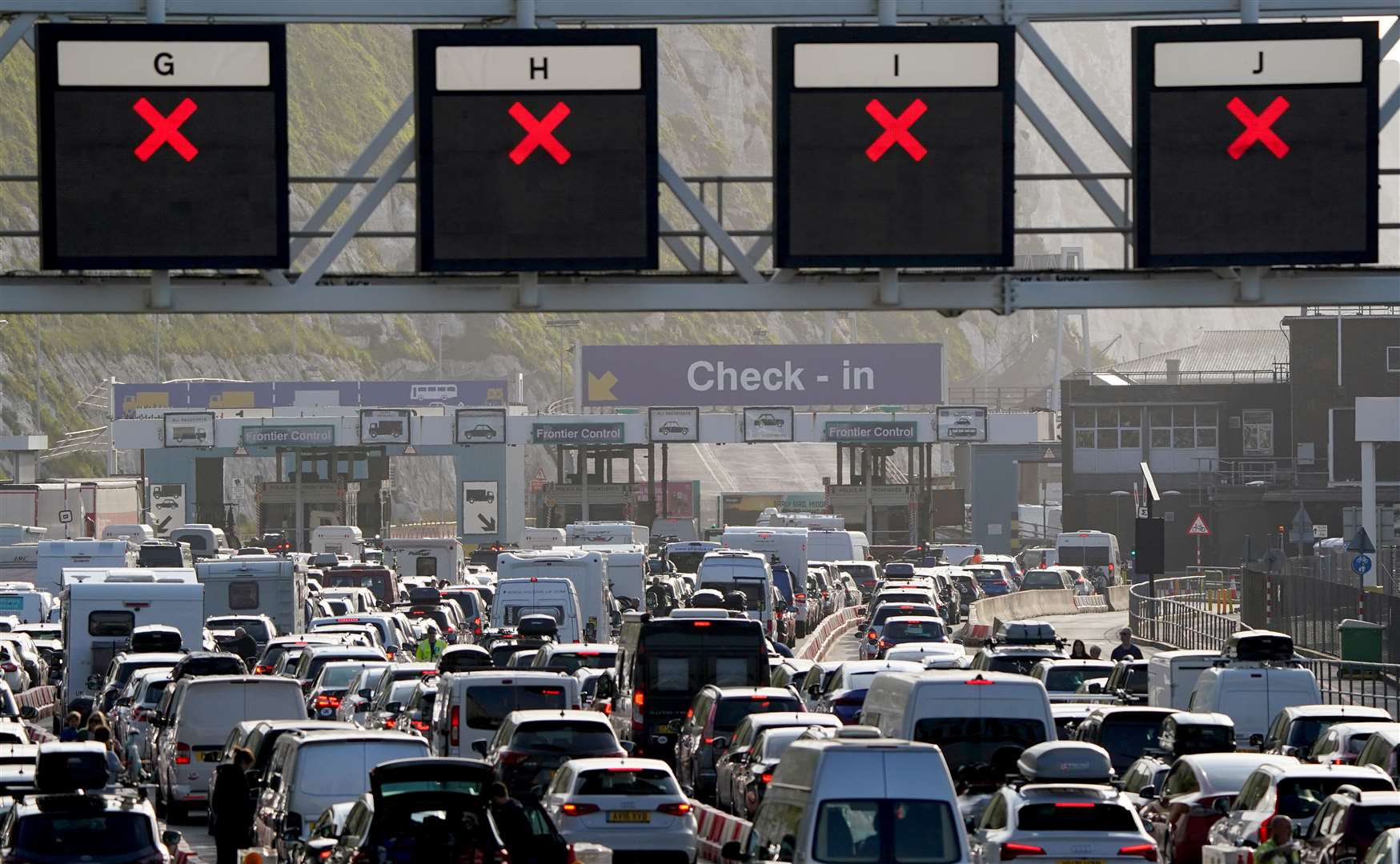 Passengers queue for ferries at the Port of Dover (Gareth Fuller/PA)