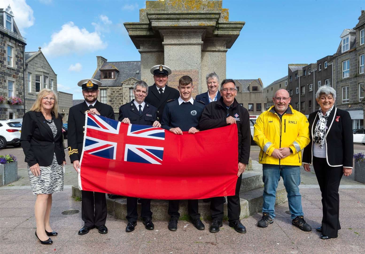 The Red Ensign was raised in Fraserburgh on Friday.