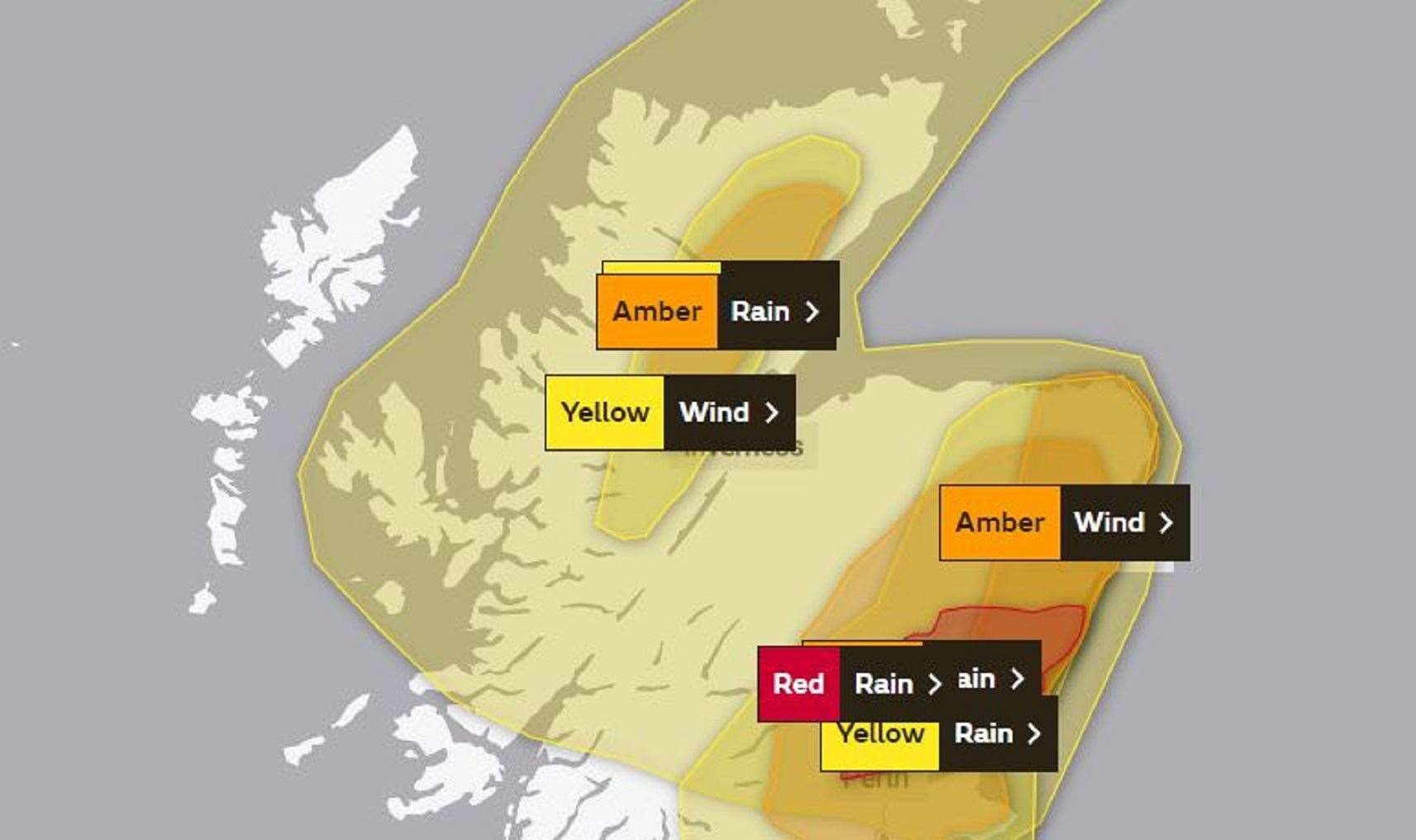 Met Office map showing warnings related to Storm Babet for Friday and Saturday.